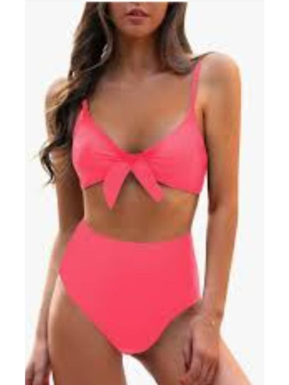 Womens Small Swimsuit High Waisted Bikini Set Tie Knot Top High Rise 2-Piece